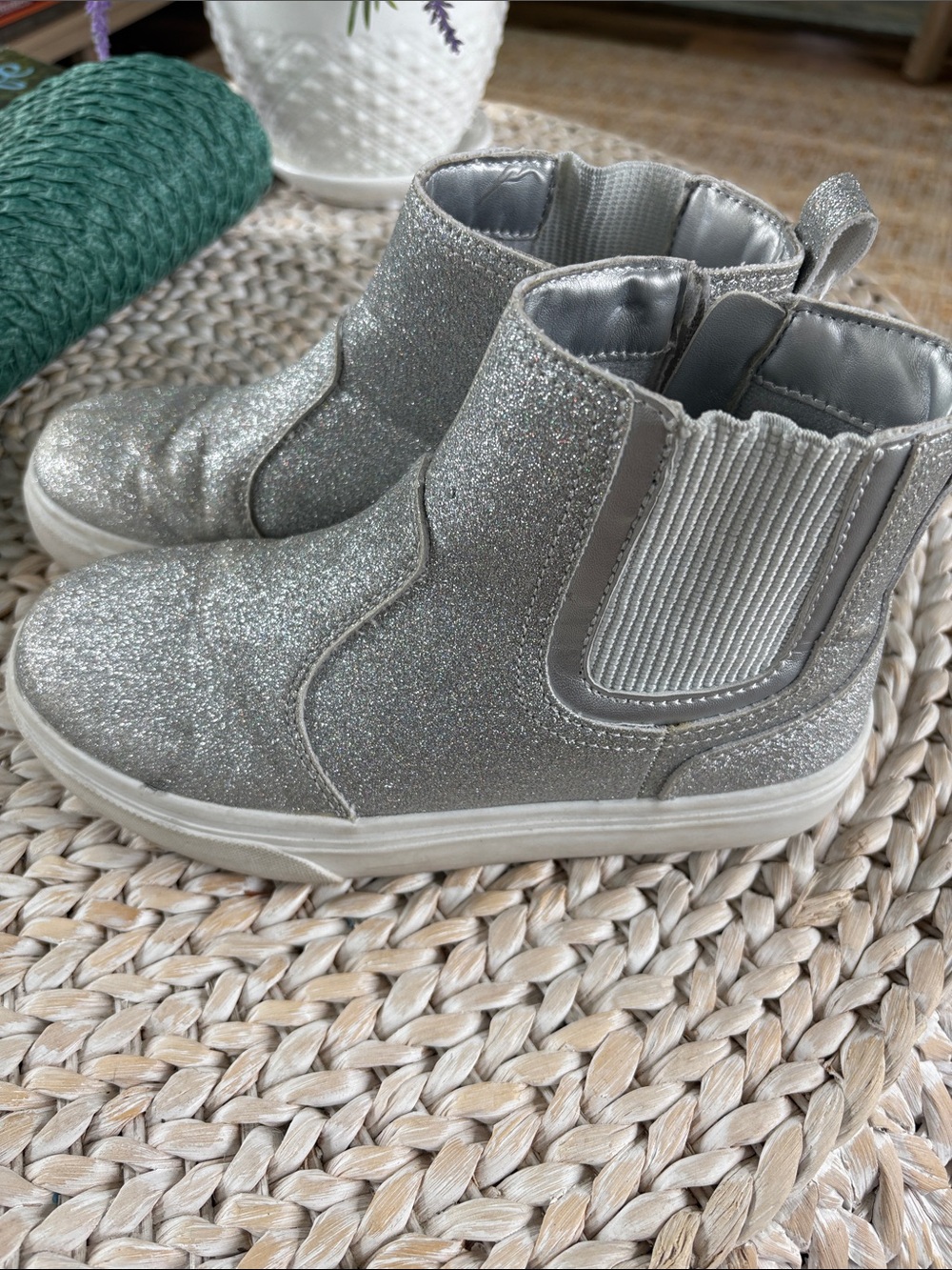 Lands' End Silver Glitter Chelsea Kids' Boots